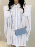 Large Lapel Lace Shirt&Linen Pattern Knitted Vest Coat