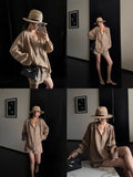 Old Money Style Linen Shirt&Shorts Set