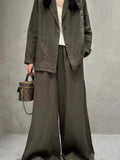 Suture Linen Casual Jacket 2-Pieces Bottoms Suit - PAINEVIDA