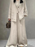 Suture Linen Casual Jacket 2-Pieces Bottoms Suit - PAINEVIDA
