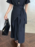 Cross-Strap Short-Sleeved Dress