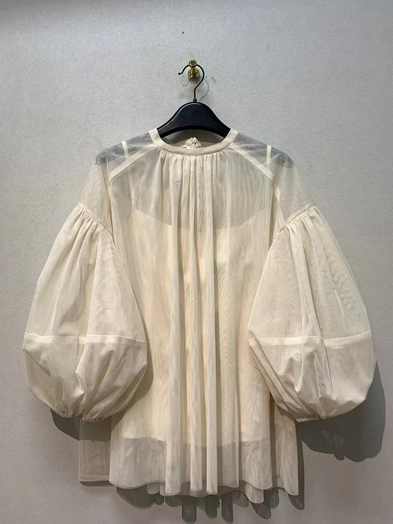 Gauze See-Through Shirt&Camisoles 2 Set - PAINEVIDA