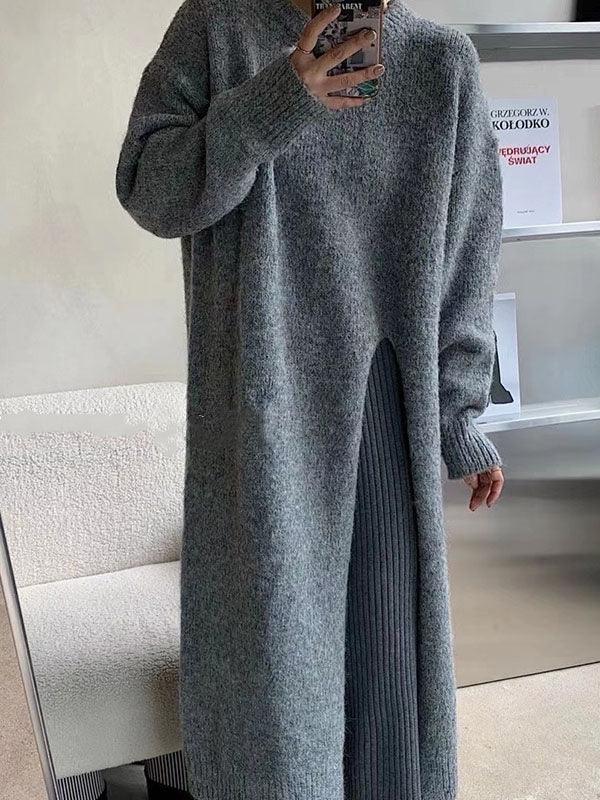 sweater dress with high slit CIDER 2 Piece Sweater Dresses for Women Winter Slit Long Sleeve Womens Midi Dress Pullover Bodycon Wedding Guest Outfits Red at Amazon Women's Clothing store