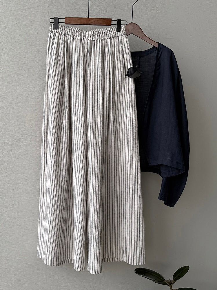 Striped Straight High Waist Wide Leg Pants