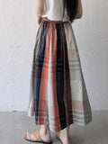 Vintage Plaid Plaid A-line Skirt - PAINEVIDA