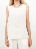 Crew Neck Linen Sleeveless Tank Top