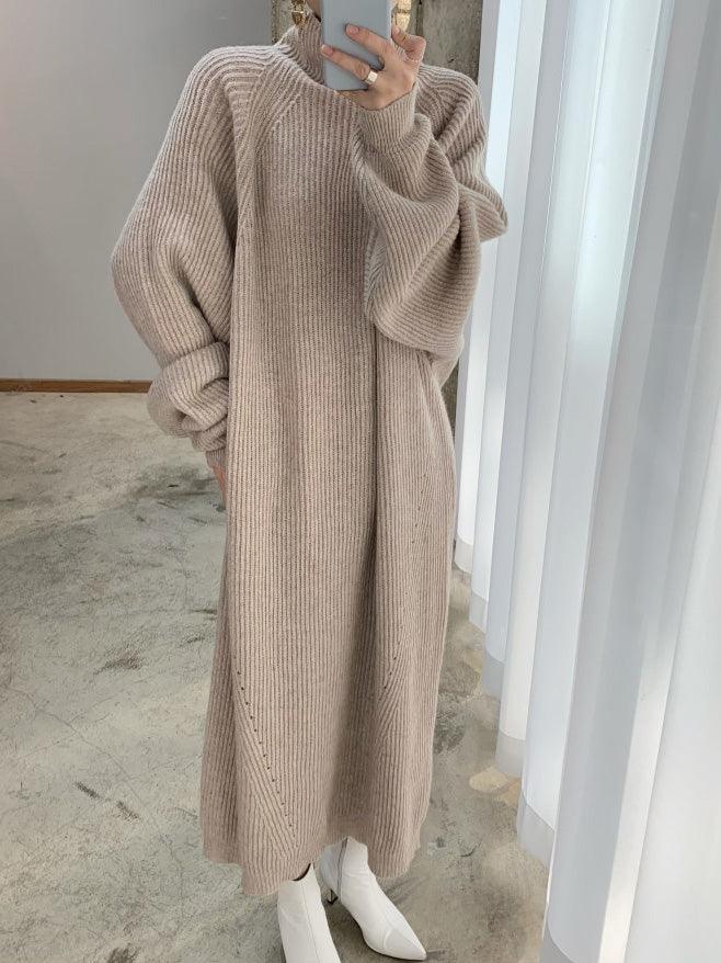 High Neck Knit Maxi Dress - Casual Long Sleeve Sweater Dress | PAINEVIDA High Neck Knit Maxi Dress - Casual Long Sleeve Sweater Dress | PAINEVIDA