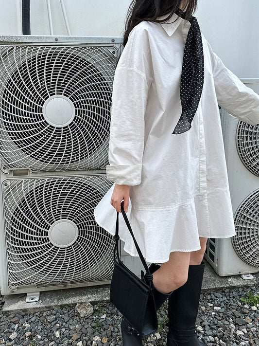 Simple Casual Hem Fishtail Shirt Dress