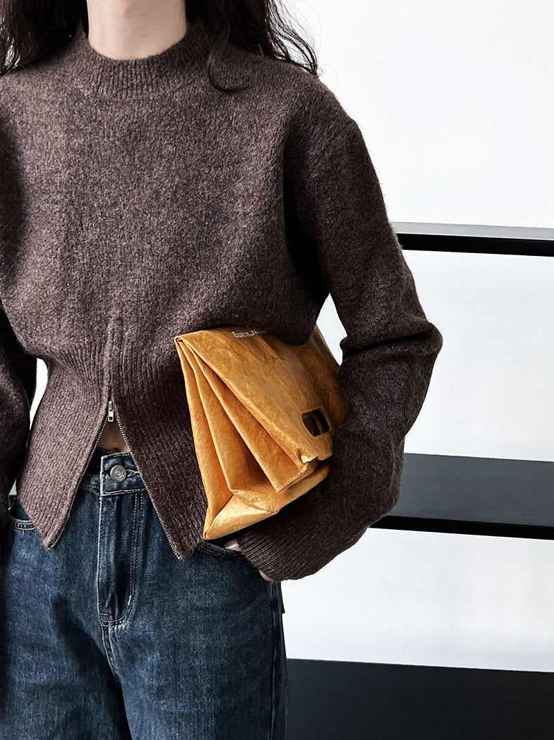 Short Zipper Pullover Sweater - PAINEVIDA
