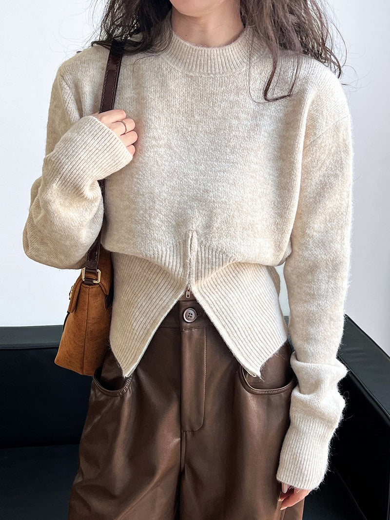 Short Zipper Pullover Sweater - PAINEVIDA
