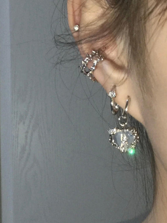 Sparkling Heart Bone-On Earrings