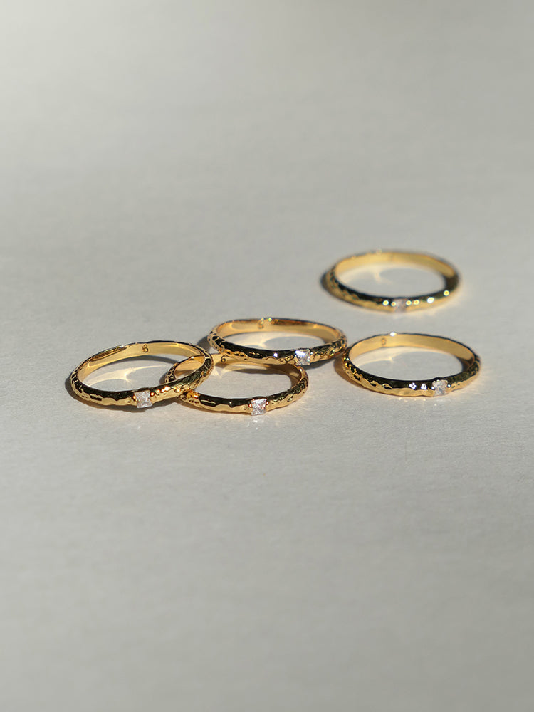 Handmade Concave Diamond Simple Ring