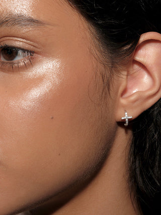 s925 Silver Diamond Mini Cross Earrings by painevida