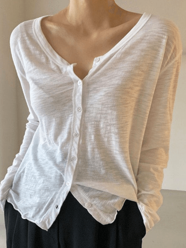 V-Neck Slim Fit Versatile Single Breasted Cardigan by painevida