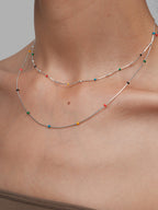 Rainbow Bean Enamel Ball Beaded Clavicle Necklace by painevida