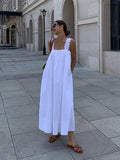 Loose Pleated Suspender A-line Dress