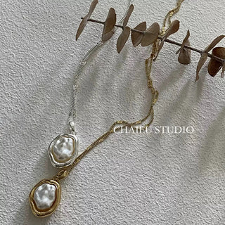 Simple Baroque Pearl Necklace by painevida