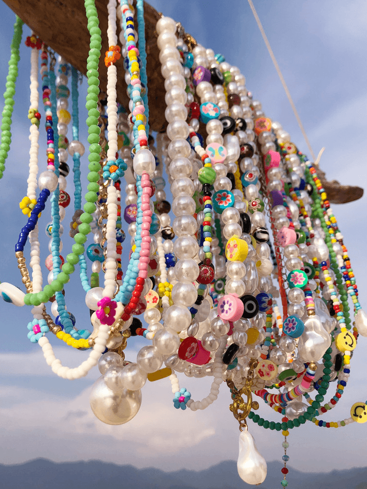 Hot Rainbow Crystal Beaded Necklace by painevida