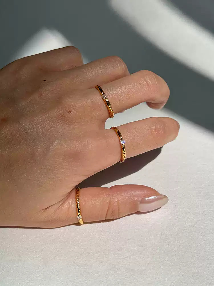 Handmade Concave Diamond Simple Ring