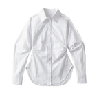 Ruffled Long Sleeve Loose White Shirt by painevida