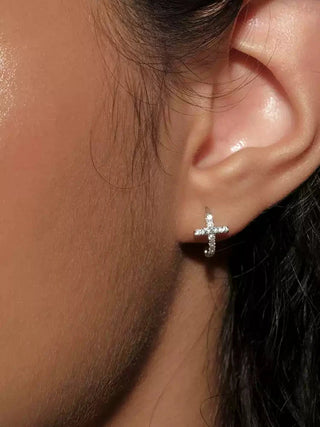s925 Silver Diamond Mini Cross Earrings by painevida