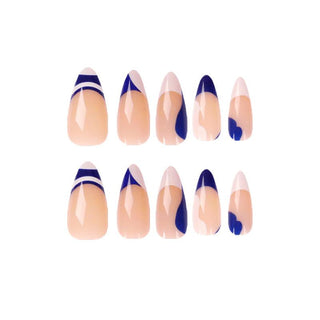 Blue White Matching False Nails