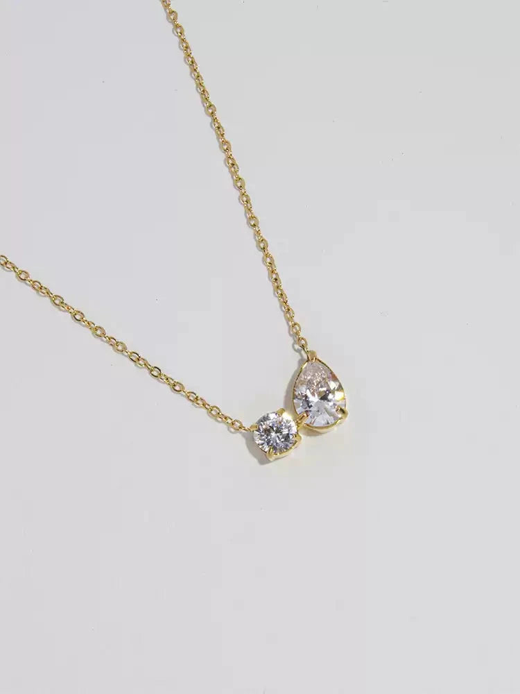 Teardrop Round Diamond 3a Live Color Clavicle Necklace by painevida