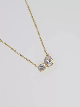 Teardrop Round Diamond 3a Live Color Clavicle Necklace by painevida