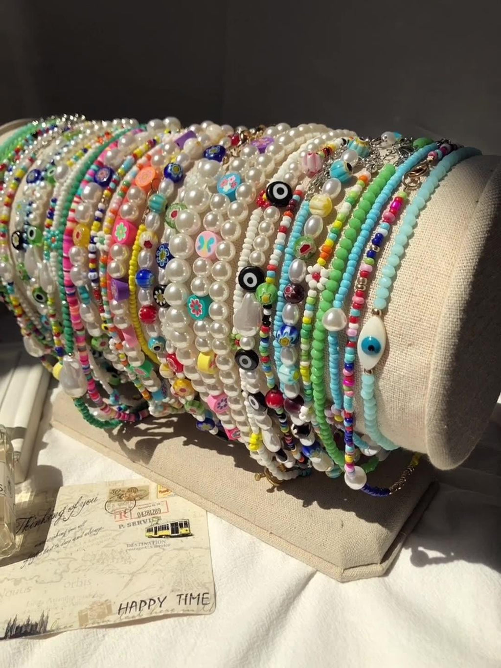 Hot Rainbow Crystal Beaded Necklace by painevida