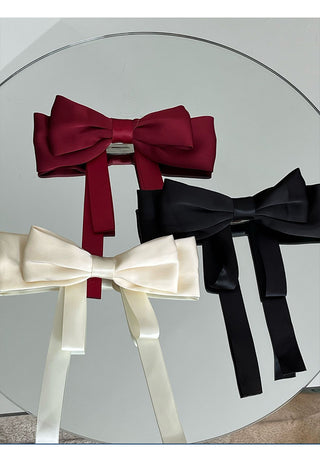 Elegant Bow Satin Ribbon Spring Hair Clip