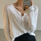 V-Neck Slim Fit Versatile Single Breasted Cardigan by painevida