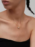 Teardrop Round Diamond 3a Live Color Clavicle Necklace by painevida