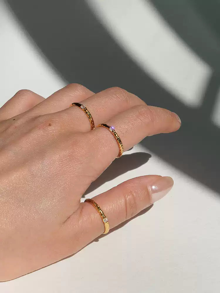 Handmade Concave Diamond Simple Ring