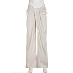 Loose Low Waist Regular Pleated Casual Pants by painevida