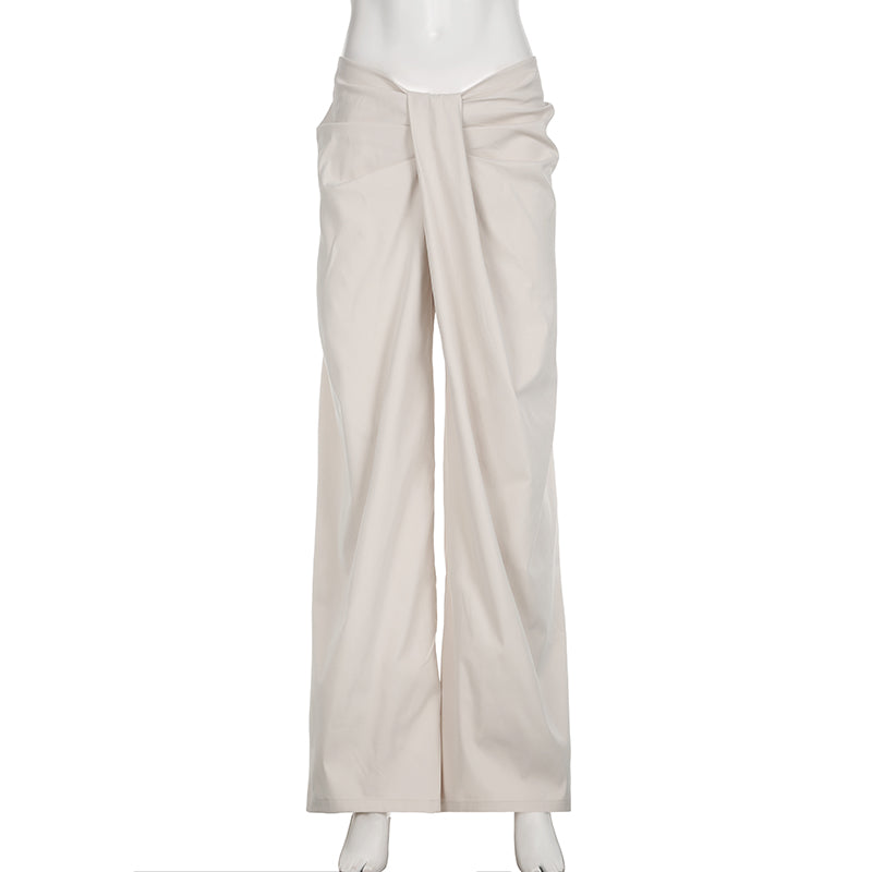 Loose Low Waist Regular Pleated Casual Pants by painevida