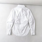 Ruffled Long Sleeve Loose White Shirt by painevida