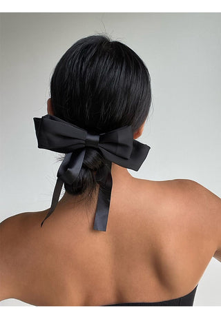 Elegant Bow Satin Ribbon Spring Hair Clip