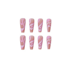 Rose Color Line Press On Nails