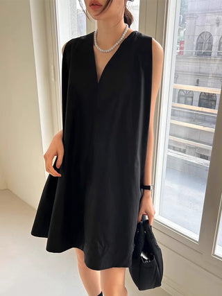 V-neck Tie Back Loose Vest Short Dress