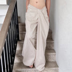 Loose Low Waist Regular Pleated Casual Pants by painevida