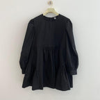 Simple Black Loose Puff Sleeve Short Shirt Dress by painevida