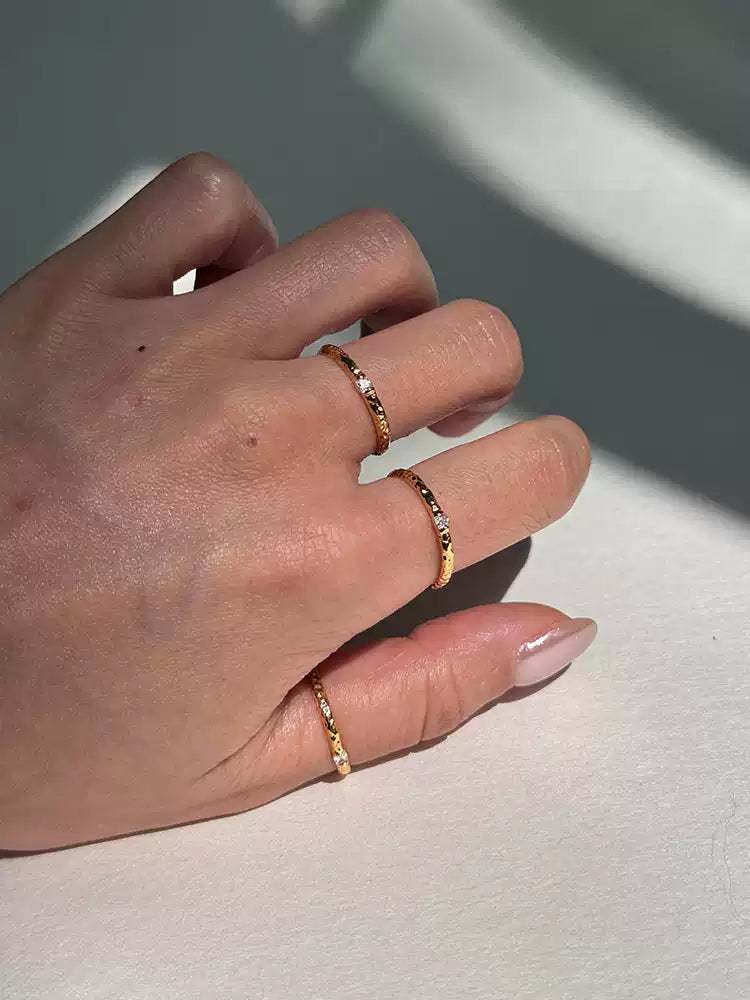 Handmade Concave Diamond Simple Ring