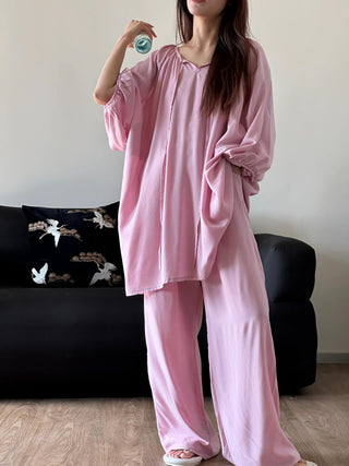 French Cotton Silk High-end Simple Home Wear Pajamas Suit