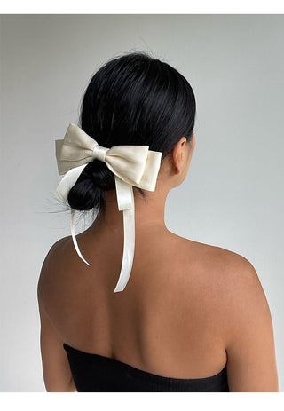 Elegant Bow Satin Ribbon Spring Hair Clip