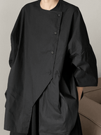 Cool Measured Bias-breasted Irregular-placket Shirt by painevida
