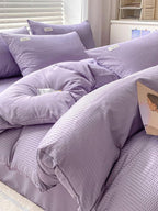 Waffle Printed Cotton Bed Four Pieces Sheet Set