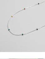Rainbow Bean Enamel Ball Beaded Clavicle Necklace by painevida