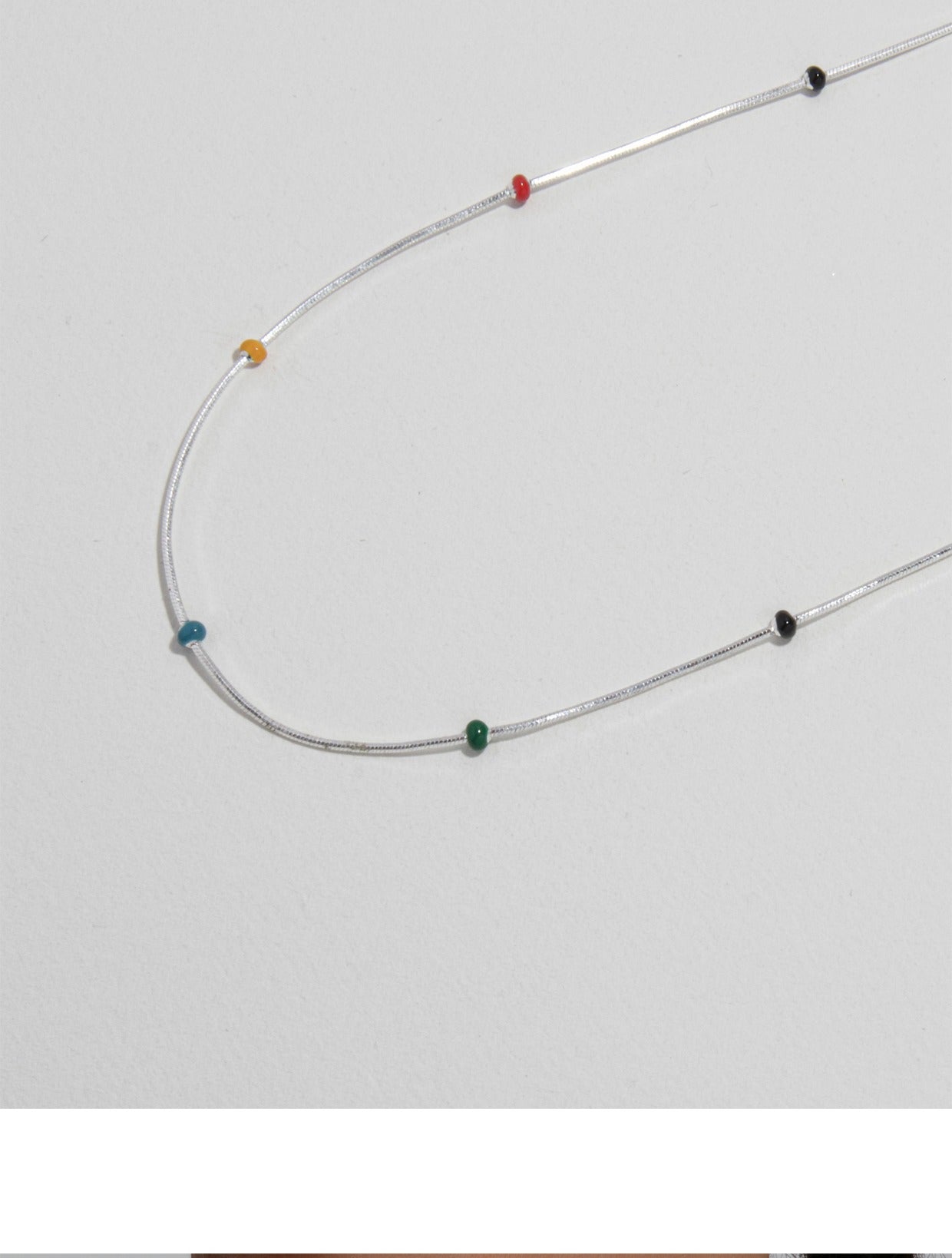 Rainbow Bean Enamel Ball Beaded Clavicle Necklace