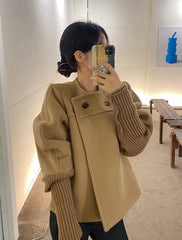 Loose Split-joint Knitted Woolen Coat