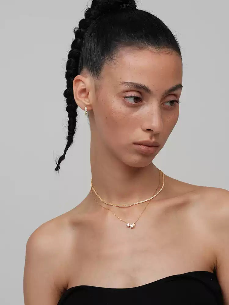 Teardrop Round Diamond 3a Live Color Clavicle Necklace